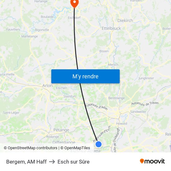 Bergem, AM Haff to Esch sur Sûre map