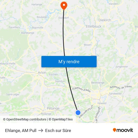 Ehlange, AM Pull to Esch sur Sûre map