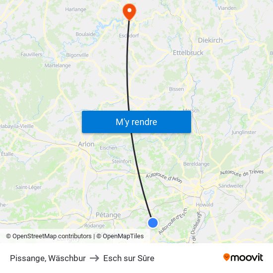 Pissange, Wäschbur to Esch sur Sûre map
