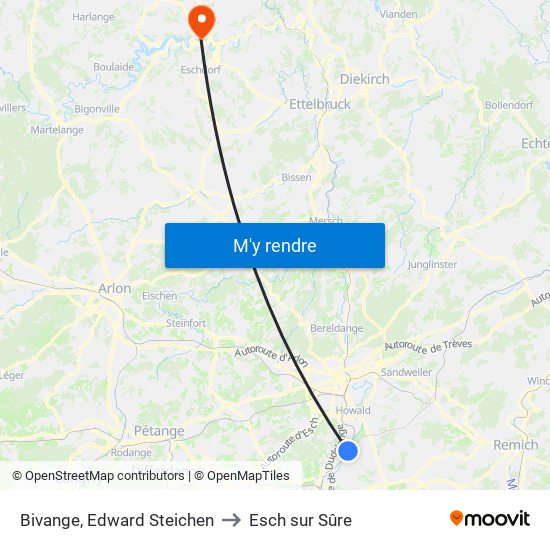Bivange, Edward Steichen to Esch sur Sûre map