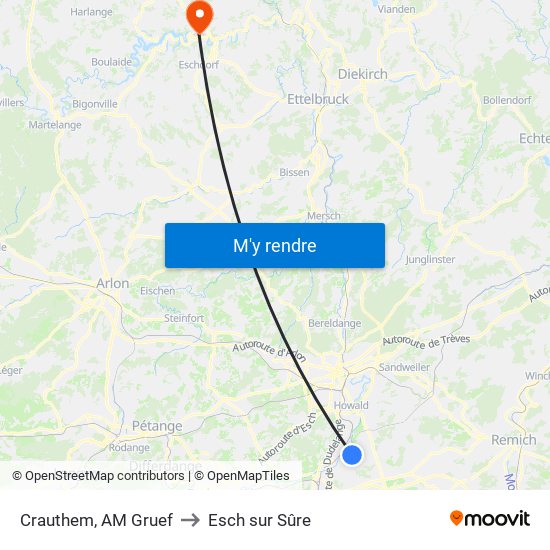 Crauthem, AM Gruef to Esch sur Sûre map