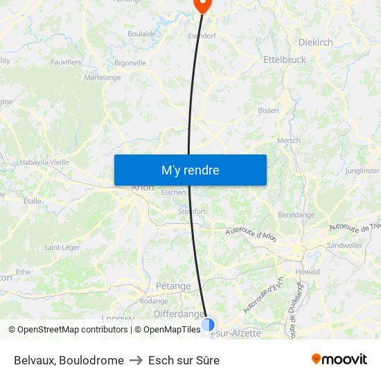 Belvaux, Boulodrome to Esch sur Sûre map