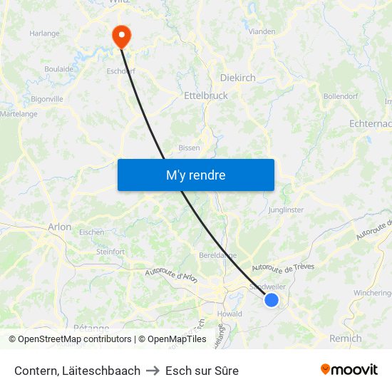Contern, Läiteschbaach to Esch sur Sûre map