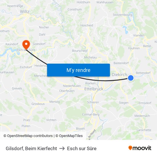 Gilsdorf, Beim Kierfecht to Esch sur Sûre map