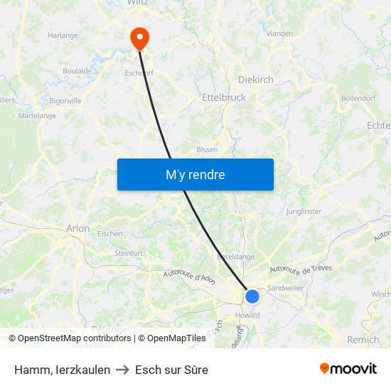 Hamm, Ierzkaulen to Esch sur Sûre map