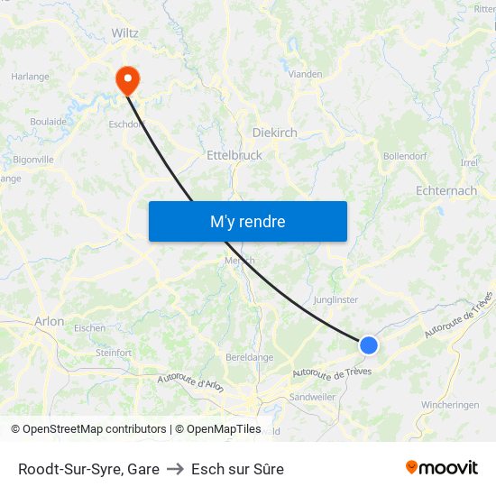 Roodt-Sur-Syre, Gare to Esch sur Sûre map
