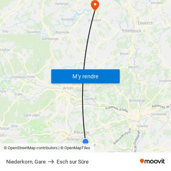 Niederkorn, Gare to Esch sur Sûre map