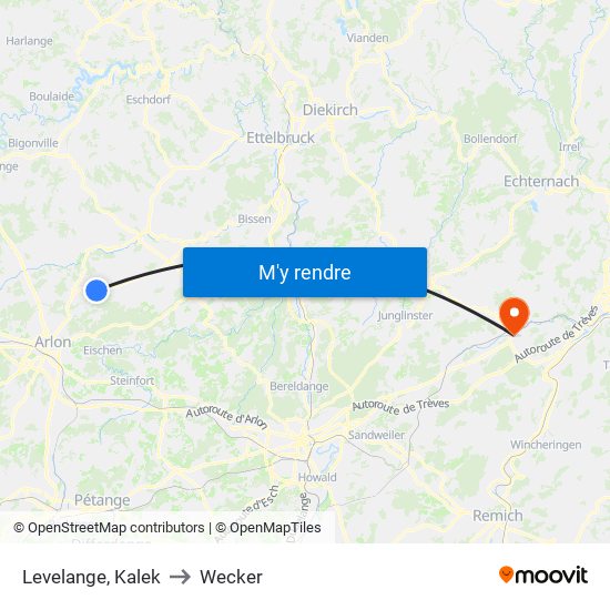 Levelange, Kalek to Wecker map