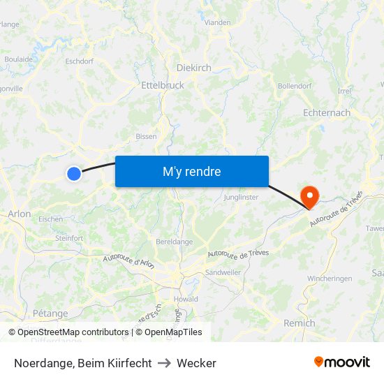 Noerdange, Beim Kiirfecht to Wecker map