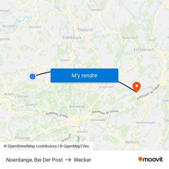 Noerdange, Bei Der Post to Wecker map