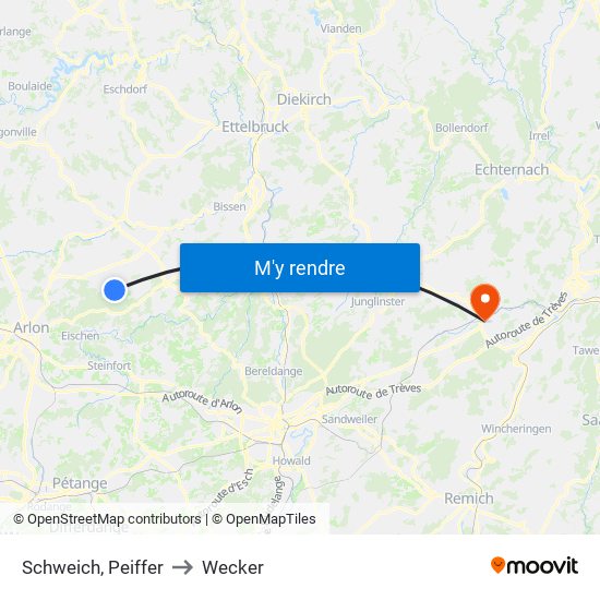 Schweich, Peiffer to Wecker map