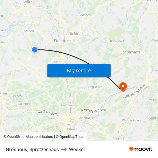 Grosbous, Sprëtzenhaus to Wecker map