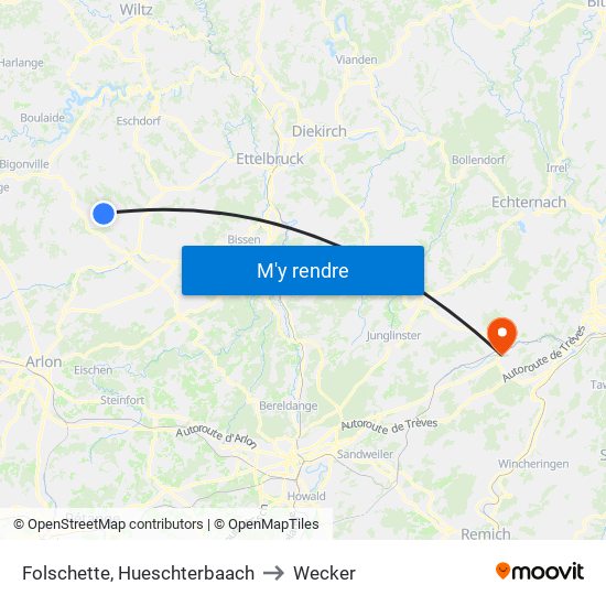 Folschette, Hueschterbaach to Wecker map