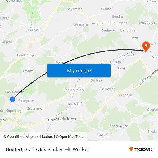 Hostert, Stade Jos Becker to Wecker map