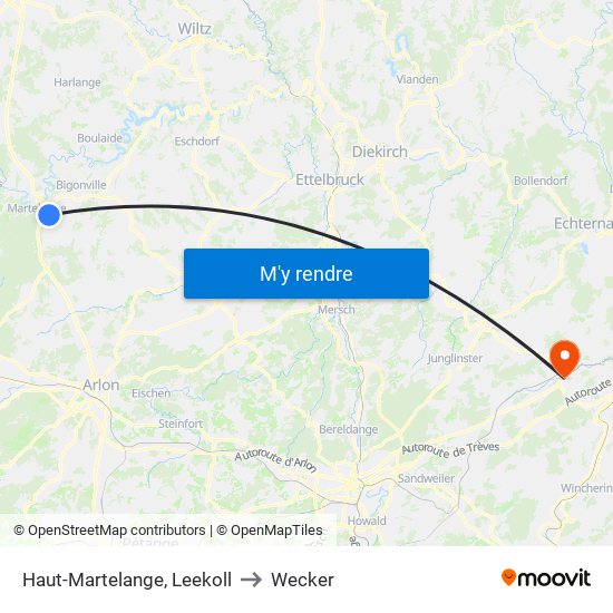 Haut-Martelange, Leekoll to Wecker map