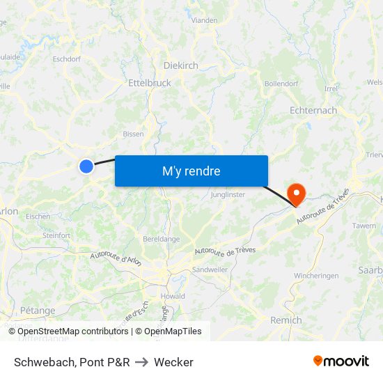 Schwebach, Pont P&R to Wecker map