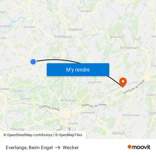 Everlange, Beim Engel to Wecker map