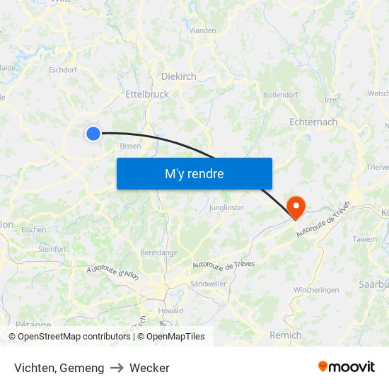 Vichten, Gemeng to Wecker map