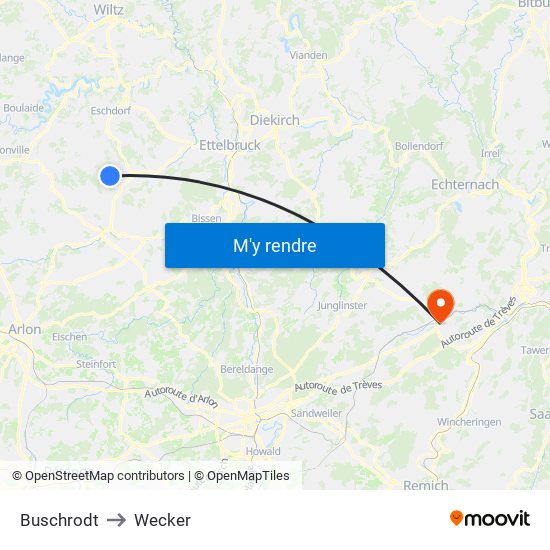 Buschrodt to Wecker map