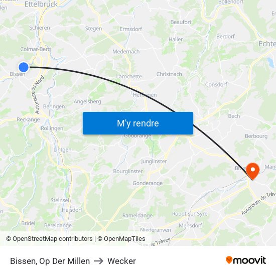 Bissen, Op Der Millen to Wecker map