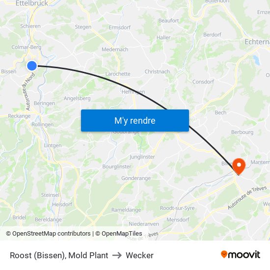 Roost (Bissen), Mold Plant to Wecker map