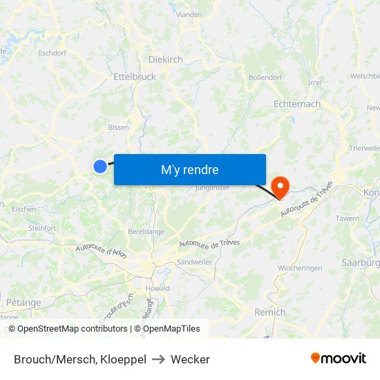 Brouch/Mersch, Kloeppel to Wecker map