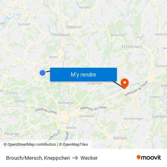 Brouch/Mersch, Kneppchen to Wecker map