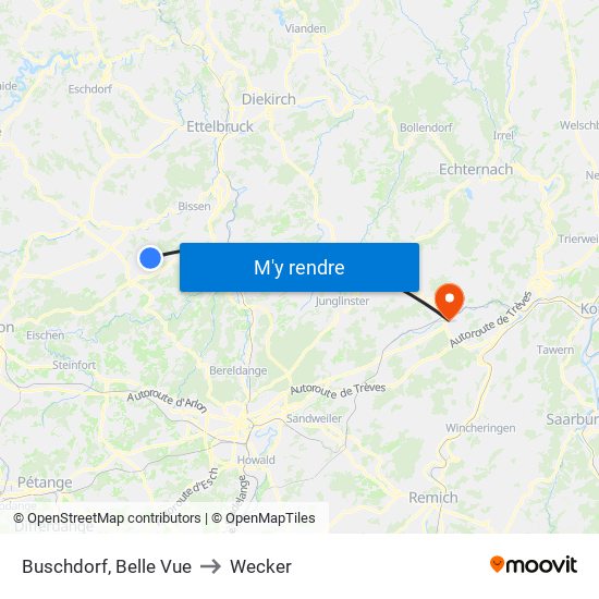 Buschdorf, Belle Vue to Wecker map