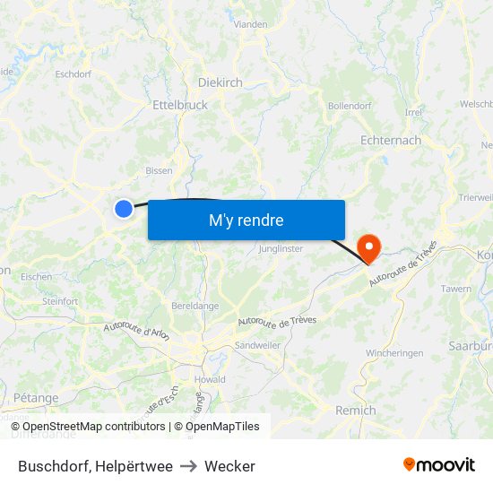 Buschdorf, Helpërtwee to Wecker map