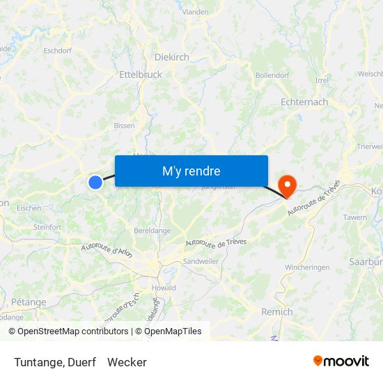 Tuntange, Duerf to Wecker map