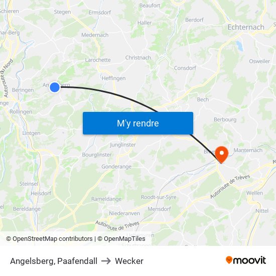 Angelsberg, Paafendall to Wecker map