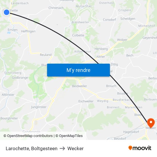 Larochette, Boltgesteen to Wecker map