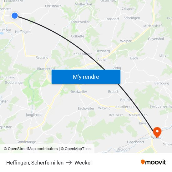 Heffingen, Scherfemillen to Wecker map