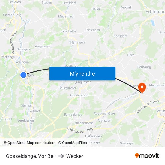 Gosseldange, Vor Bell to Wecker map