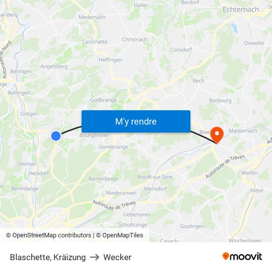 Blaschette, Kräizung to Wecker map