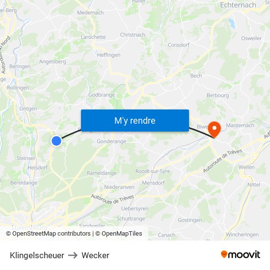 Klingelscheuer to Wecker map