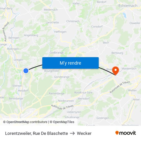 Lorentzweiler, Rue De Blaschette to Wecker map