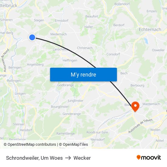 Schrondweiler, Um Woes to Wecker map
