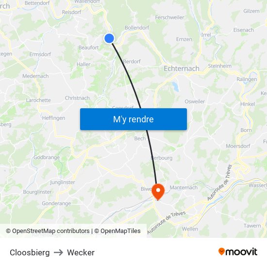 Cloosbierg to Wecker map