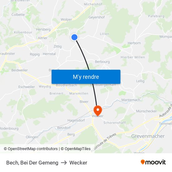 Bech, Bei Der Gemeng to Wecker map