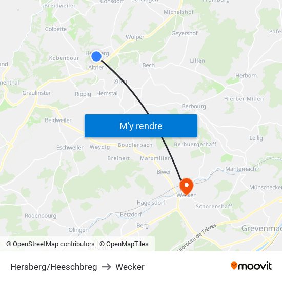 Hersberg/Heeschbreg to Wecker map