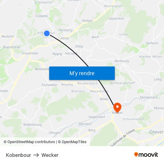 Kobenbour to Wecker map