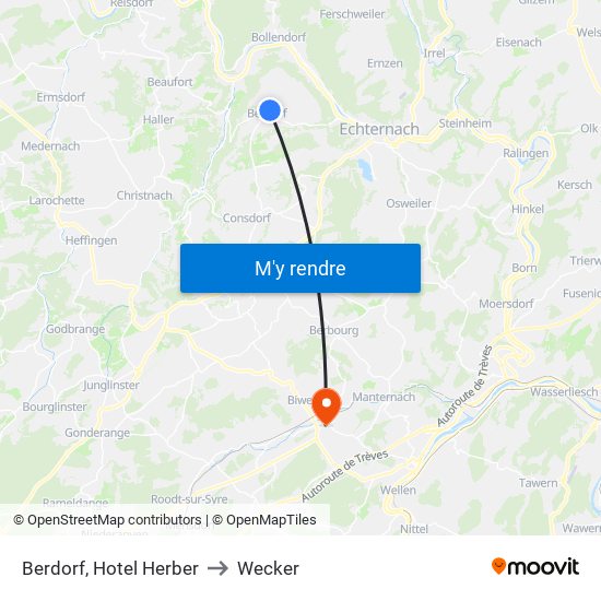 Berdorf, Hotel Herber to Wecker map