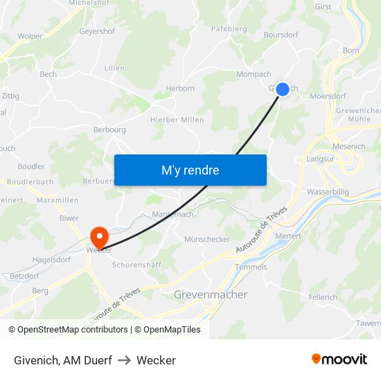 Givenich, AM Duerf to Wecker map