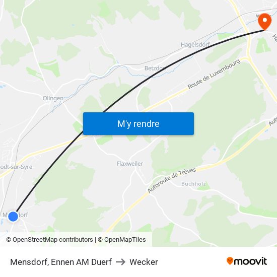 Mensdorf, Ennen AM Duerf to Wecker map