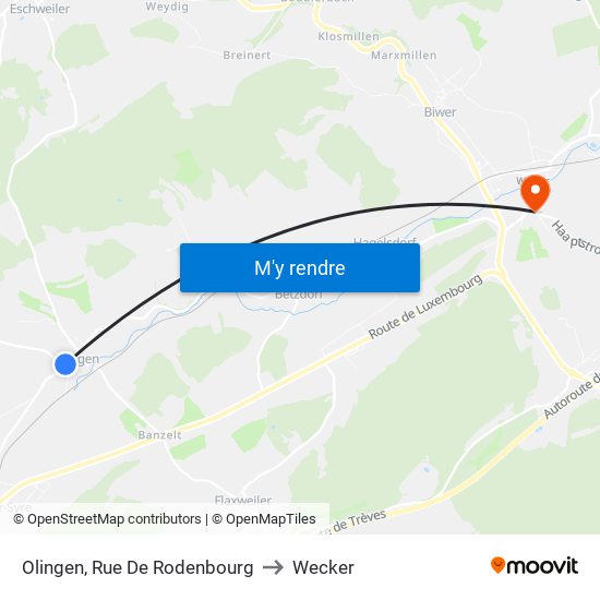 Olingen, Rue De Rodenbourg to Wecker map