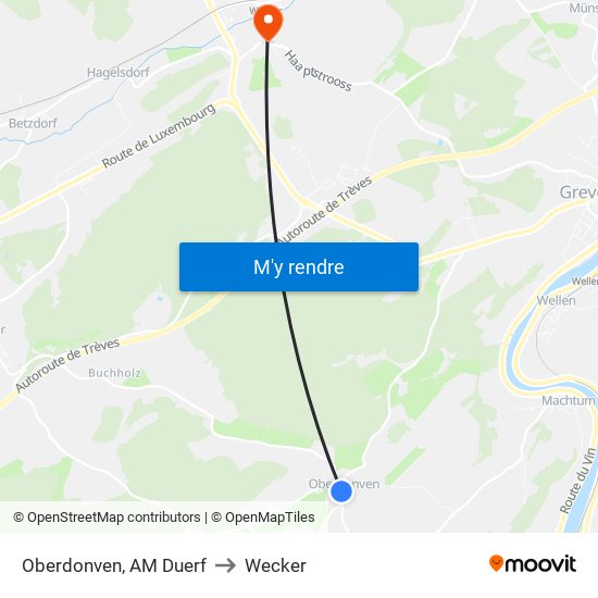 Oberdonven, AM Duerf to Wecker map