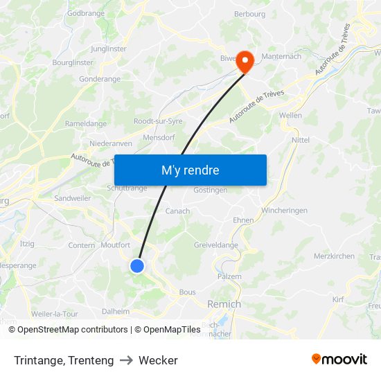 Trintange, Trenteng to Wecker map