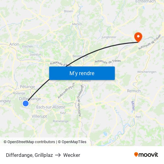 Differdange, Grillplaz to Wecker map
