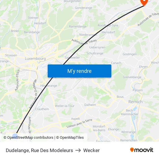 Dudelange, Rue Des Modeleurs to Wecker map